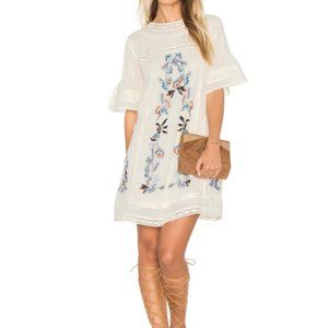 Free People Cream Embroidered Mini Maxi Size Small